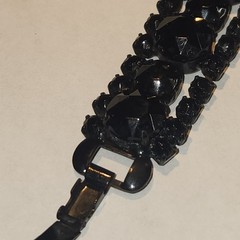 Vintage MCM Weiss Jet Black Rhinestone 7.5″ Bracelet – Statement Stunning