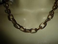 ELONGATED GOLD TONE CHAIN LINK COLLAR 1/4” W NECKLACE #28/10