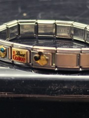Silver Tone Italian Mix Charm Zoppini Stretch Bracelet 17 Links Sponge Bob Coke