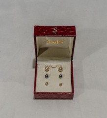 Vintage Sardelli 14k Gold Cultured Pearl Earring Set – 3 Pairs Trio – NIB