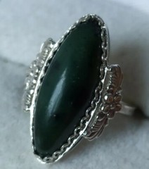 Elegant Nephritis stone RING SILVER 875 stamp USSR ANTIQUE size 8 Jewelry