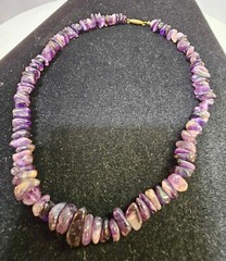 Vtg Choker Necklace w Purple Amethyst beads 15in”- Ate6