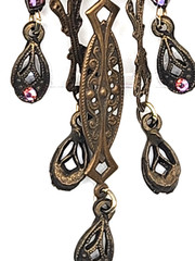 Vtg. Banana Bob Art Deco Style Dangle Earrings Pink Enamel Pink Rhinestones