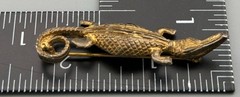 Vintage Crocodile Brooch Asante Gold Weight Style Pot Metal Figural Reptile Pin