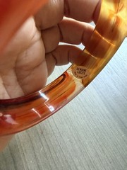 Vintage Lucite Acrylic Bangle With Gold Tone Bracelet From Hong Kong Retro