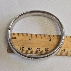 Vtg Sterling Silver H.F.B Bangle 15.97g Fine Jewelry 7″ Etched Floral Design