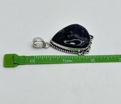 Vintage Sterling Silver 925 Dark Blue Pendant Southwestern Style Estate Jewelry