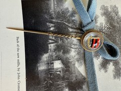 Antique 15k Reverse Painted “Florence” Reverse Painted Essex Crystal Stick Pin