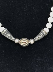 Judith Jack Sterling Silver Marcasite, Pearl and 14KT Gold necklace RARE 3