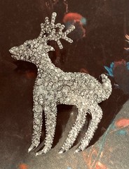 Talbots Rhinestone Reindeer Pin Silver Tone Family Owned Sparkles See VIDEO