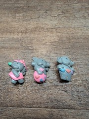 Vintage Retro Resin Pin Back Brooch Small Baby Elephant Set Of 3