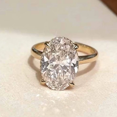 3.39CT Oval Cut White Moissanite In Pure 10K Yellow GoldFN Women’s Flawless Ring