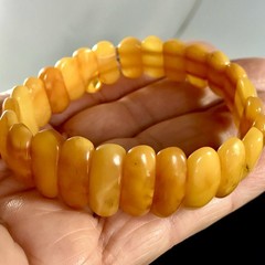 Vintage Natural Baltic Amber Stretch Bracelet Butterscotch Egg Yolk Panels 7,5”