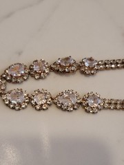 Vintage Style Rhinestone Necklace Clear Crystal Teardrop Pendant 18″