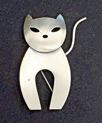Vintage Danecraft Matte Sterling Silver Cat Pin Brooch Free Shipping in Gift Box