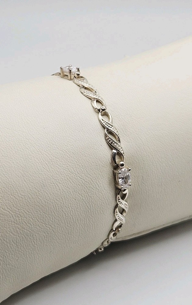 SU Sterling Silver 1.00ct CZ Infinity Looped Tennis Bracelet 7″