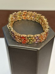 Vintage Ross-Simons Gold Tone Multi Gemstone Bracelet