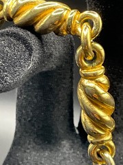 Vintage Gold Tone Twisted Barrel Link Necklace Chunky Statement Necklace