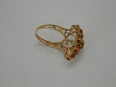 Vintage 10K Yellow Gold Citrine Marquise Cluster Cocktail Ring Size 6 417 Solid