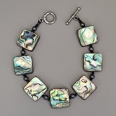 Abalone Bracelet Square Beaded 7.25″