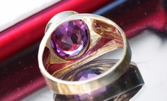 10k yellow gold ring 2.50ct Amethyst size 8.25 solitaire 4.15gr scr2363