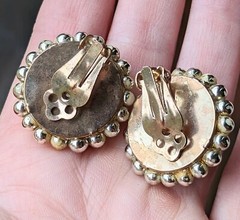 Vintage NECKLACE Clip EARRINGS Jewelry SET Multi Strand Faux Pearl