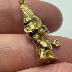 Vintage Troll Doll Charm Pendant 1980s Gold Tone Whimsical Novelty