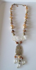 Dressy ROBERT ROSE Faux Amber Acrylic & Metal Bead Pendant Necklace (A75