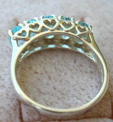 Vintage Ladies Sterling & 5 Blue Topaz Ring size 7 Signed C N A