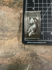 1976 Metropolitan Museum of Art Pewter Hinged LION Cuff EGYPTIAN REVIVAL COOL❤️