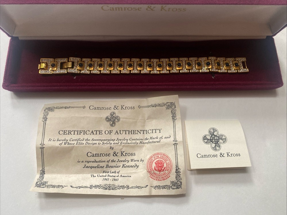 Camrose & Kross Jacqueline Kennedy Sapphire And Crystal Gold ‘I’ Link Bracelet