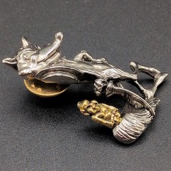Vintage Pin Tie Tack Winking Cartoon Fox HL Libby RD 1984-85 Silver & Gold Tone