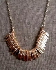 Vintage Rhinestone accent Gold Tone fringe Bib Necklace Silvertone Chain 26 in”
