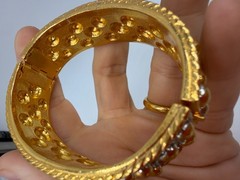 Vintage Bracelet Cuff Wide Studded Mixed Metal Two 80s 90s Chunky 6.5 in