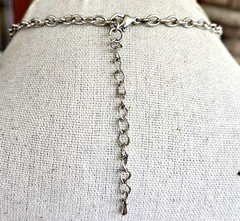 Vintage Black Diamond Rhinestone Enamel Silver Tone Statement Necklace 17.75″