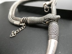Vintage Sterling 925 SNAKE Wheat Chain Convertible Lariat Necklace & Bracelet