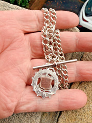 Silver & Gold Fob Curb Link Chain/Necklace – AHS – Chester – 1900 / 1914