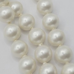 Triple Strand Chunky Simulated Faux Pearl Knotted Necklace Vintage Japan 24 Inch