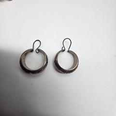 Flawed Mexico Sterling Silver 925 11 grams Hoop Dangle Pierced Earrings Vintage