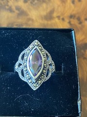 markasite and amethyst sterling silver ring siz 5.5