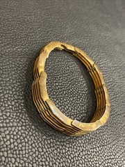 Machine Age Brass Architectural Modernist Geometric Links Panel Bracelet 7-3/8”