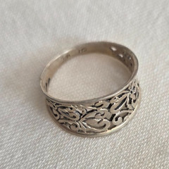 Vtg Signed Mark Anthony Open Work Heart Design Size 8 Sterling Silver Band Ring