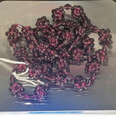 Vintage Garnet Beaded Necklace 341 Carat Burgundy Almandine Bohemian Cluster 26″