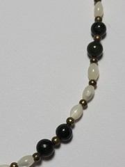 Vintage Green And White Beaded Necklace Natural Gemstones Brass Wire & Beads