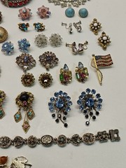 Vintage Rhinestone & Other Jewelry Lot Bracelets, Earring, Necklaces Etc.