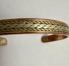 Vintage Mixed Metal Braided Magnetic Cuff Bracelet – copper, brass, and silver