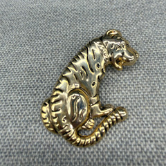 Vintage Brooch Tiger Cheetah Big Cat Gold Tone 2.5 Inches