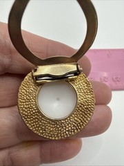 Vintage Faux Pearl Scarf Clip Gold Tone Ring 1”