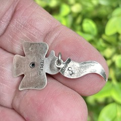 Sterling Silver & Turquoise Thunderbird Charm Colorado Souvenir Tag Banner