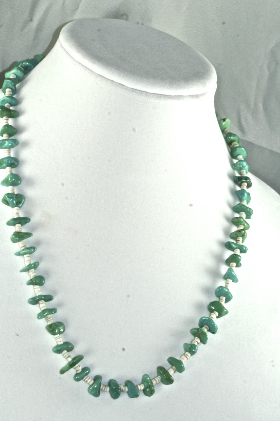 VTG 1970’S PUKA HEISHE GOOD QUALITY CHUNK TURQUOISE 22INCH HEADBAND NECKLACE